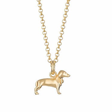 Gold Sausage Dog Charm Necklace by Lily Charmed