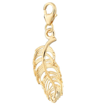Gold Feather Charm Slide on or Clip on Charm | Lily Charmed