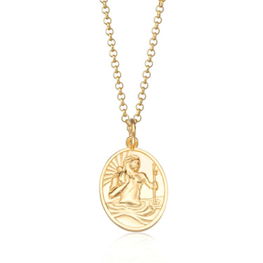Engraved Gold Plated St Christopher Necklace