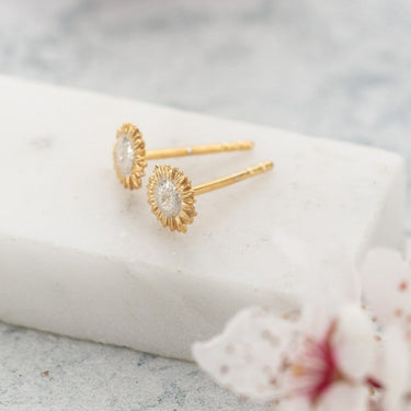 Gold Plated Sunflower Stud Earrings - Lily Charmed