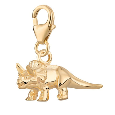 Gold Plated Triceratops Dinosaur Charm - Lily Charmed