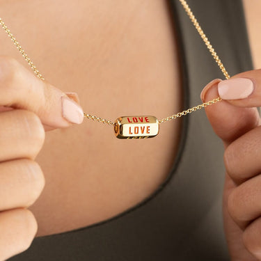 Love is All Around Necklace with Rainbow Enamel by Lily Charmed
