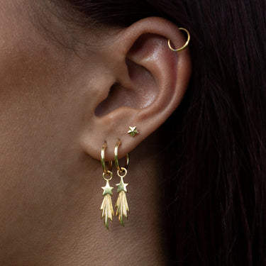 Gold Plated Shooting Star Charm Hoop Earrings - Lily Charmed