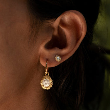 Gold Sunflower Hoop Earrings | Flower Earrings | Lily Charmed