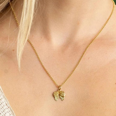 Gold Plated Angel Wings Charm Necklace | Lily Charmed