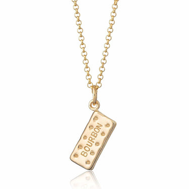 Gold Bourbon Biscuit Necklace | Biscuit Charm Necklaces by Lily Charmed