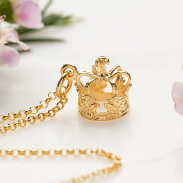 Gold Plated Crown Charm Necklace | Lily Charmed