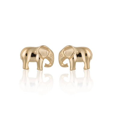 Gold Plated Elephant Stud Earrings by Lily Charmed