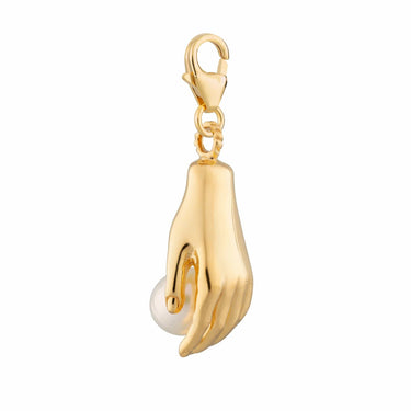 Gold Plated Hand and Pearl Charm