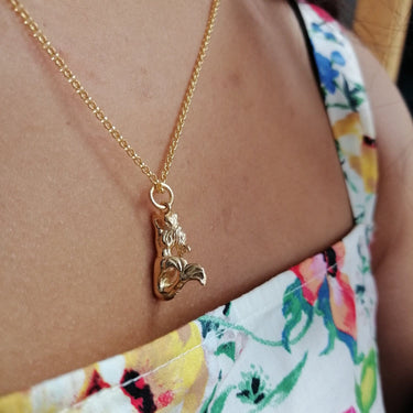 Gold Plated 3D Mermaid Charm Necklace | Lily Charmed