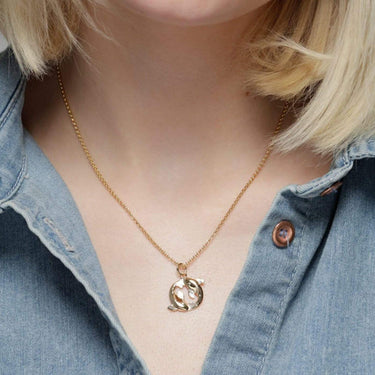 Gold Plated Koi Fish Pisces Zodiac Necklace - Lily Charmed