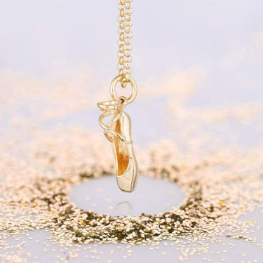 Gold Plated Pointe Ballet Shoe Necklace - Lily Charmed
