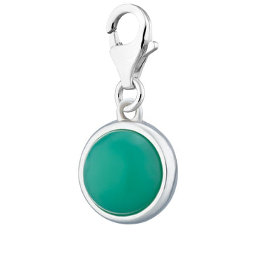 Silver Green Chrysoprase Happiness Healing Stone Charm - Lily Charmed