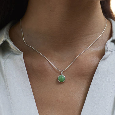 Silver Green Chrysoprase Happiness Healing Stone Necklace - Lily Charmed