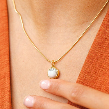 Gold Plated Howlite Positive Thought Healing Stone Charm - Lily Charmed