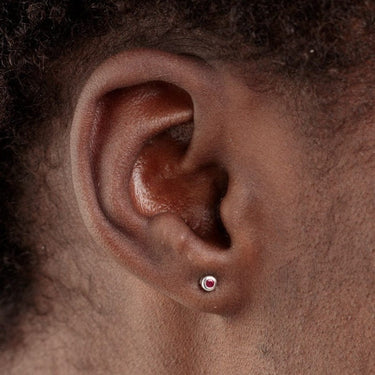 Silver January Birthstone Stud Earrings (Garnet)