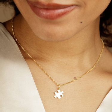 Gold Plated Jigsaw Necklace by Lily Charmed