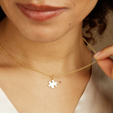 Gold Plated Jigsaw Necklace by Lily Charmed