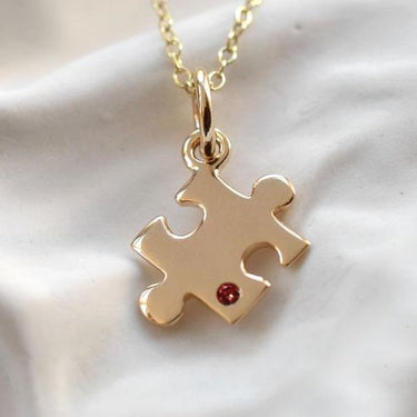 9 Carat Gold and Ruby Jigsaw Necklace | July Birthstone Necklaces by Lily Charmed