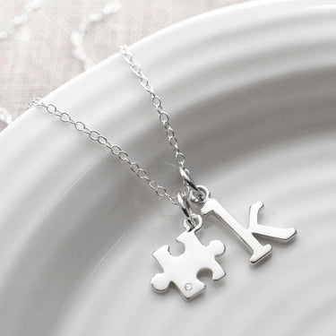 Silver Jigsaw and Diamond Necklace | Diamond Jewellery | Lily Charmed