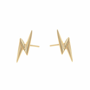 Gold Plated Lightning Bolt Stud Earrings - Lily Charmed