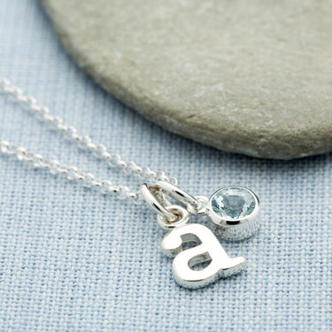 Personalised March Birthstone Necklace (Aquamarine) - Lily Charmed
