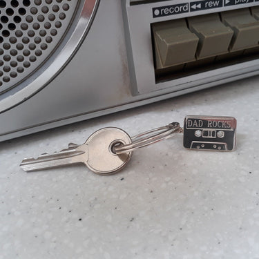 Engraved Silver Cassette Tape Key Ring - Lily Charmed