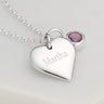 Engraved Heart & Birthstone Necklace - Lily Charmed