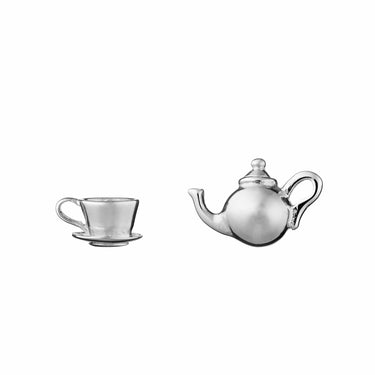 Silver Teapot and Teacup Stud Earrings - Lily Charmed