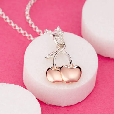 Silver Cherry Fruit Charm Necklace - Lily Charmed