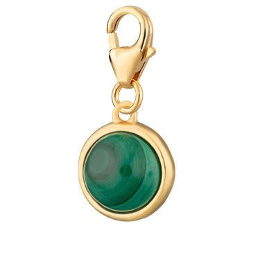 Gold Plated Malachite Healng Stone Crystal Charm (Healing) - Lily Charmed