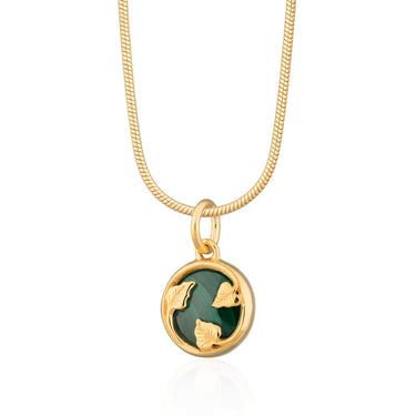 Gold Plated Green Malachite Healing Necklace - Lily Charmed