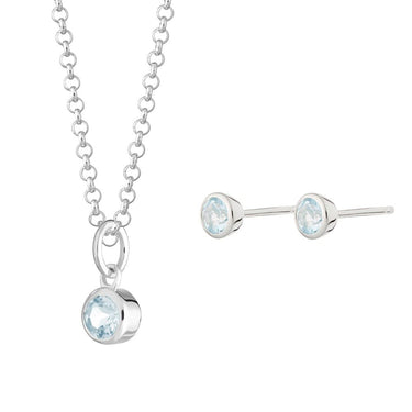 March Birthstone Jewellery Set (Aquamarine) | Birthstone Jewellery | Lily Charmed