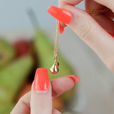 Gold Plated Pear Fruit Charm Necklace - Lily Charmed