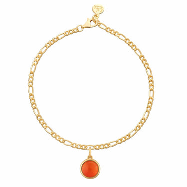 Gold Plated Orange Agate Touchstone Figaro Charm Bracelet - Lily Charmed