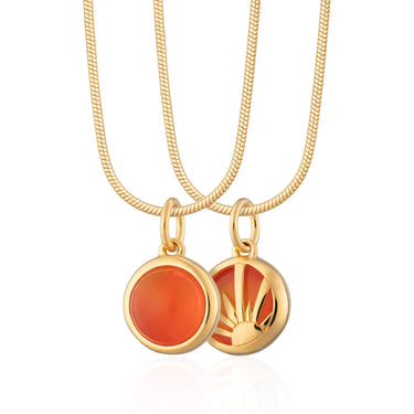 Personalised Gold Plated Orange Agate Harmony Healing Stone Necklace - Lily Charmed