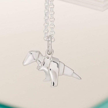 Silver Origami T-Rex Charm Necklace by Lily Charmed