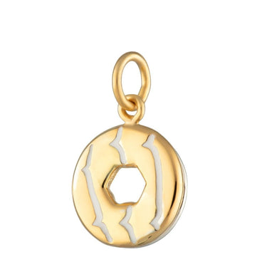 Gold Plated Party Ring Charm with White Enamel by Lily Charmed