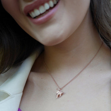 Rose Gold Flyig Pig Necklace by Lily Charned