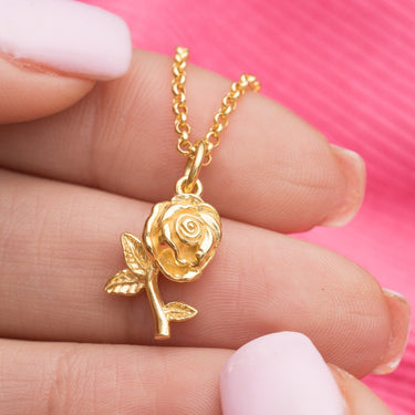 Gold Plated Rose Flower Necklace by Lily Charmed