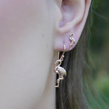 Rose Gold Plated Flamingo Hook Earrings - Lily Charmed
