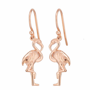 Rose Gold Plated Flamingo Hook Earrings - Lily Charmed