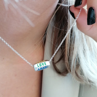 Silver Love is All Around Necklace with Rainbow Enamel | Lily Charmed