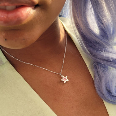 Sterling Silver Pink Star Charm Necklace by Lily Charmed
