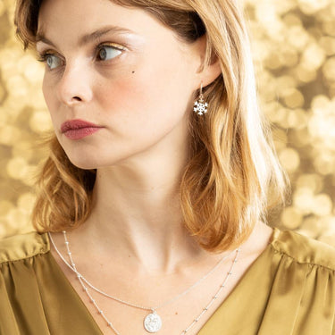 Silver Snowflake Hook Earrings | Christmas Earrings by Lily Charmed