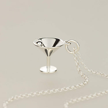 Silver Cocktail Glass Necklace - Lily Charmed