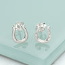 Silver Lucky Horseshoe Stud Earrings - Lily Charmed