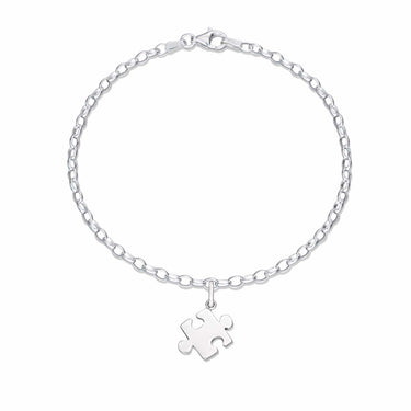 Personalised Silver Jigsaw Charm Bracelet - Lily Charmed