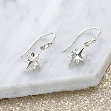Silver North Star Hook Earrings - Lily Charmed