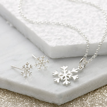Silver Snowflake Jewellery Set With Stud Earrings - Lily Charmed